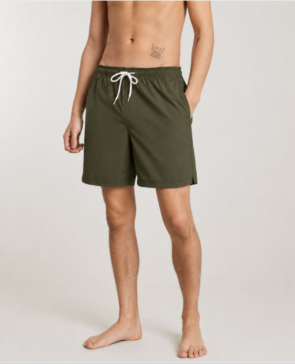 EVERLANE Men's The ReNew Swim Short Medium Dark Forest Drawstring NWOT